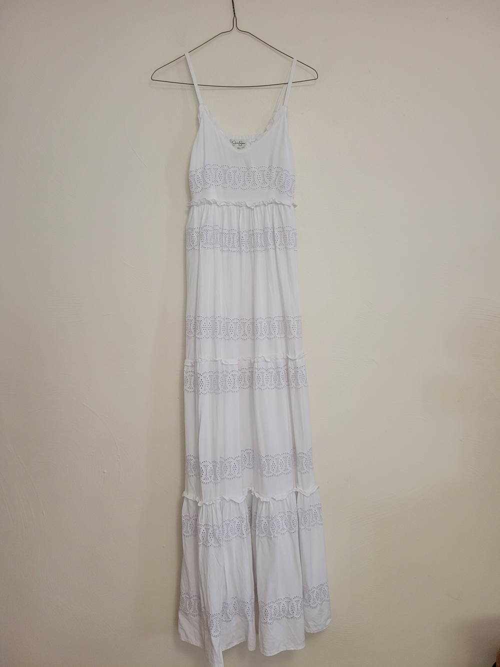 Jessica Simpson White Eyelet Tiered Maxi Dress White XS